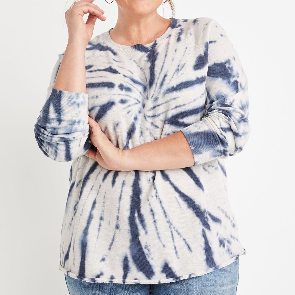 Maurices Navy Blue Tie Dye Crew Neck French Terry Sweatshirt Women’s Plus 0X